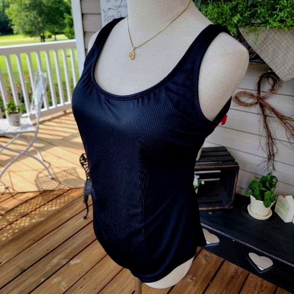 CATALINA ♡ Gorgeous Black Ribbed 1pc Swimsuit with Large Padded Bralette L 12-14 - Picture 8 of 11